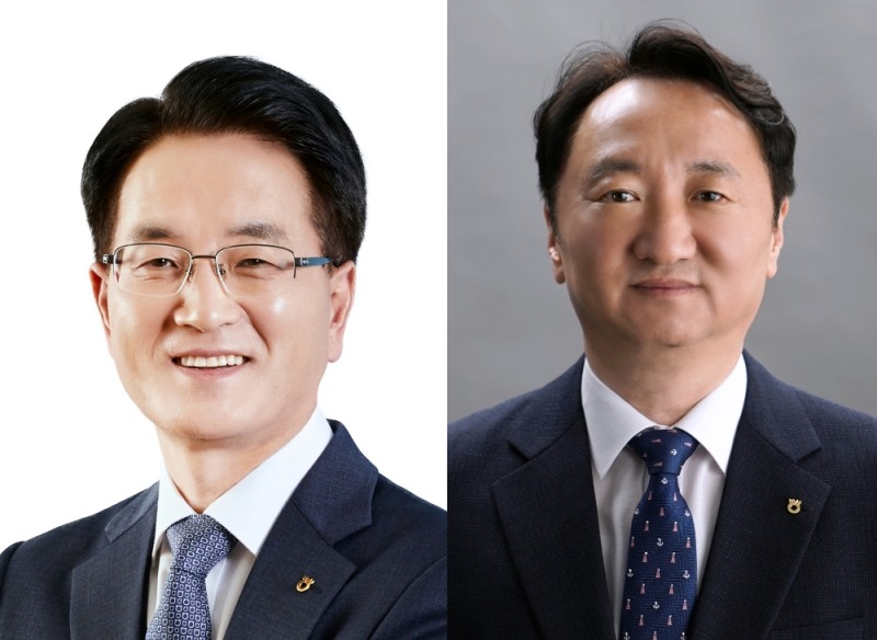 손병환 NH농협금융지주 회장(왼쪽)과 권준학 NH농협은행장(오른쪽) /사진=NH농협금융지주
