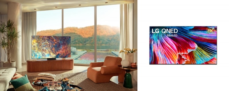 삼성전자의 '네오 QLED'(왼쪽)과 LG전자의 'LG QNED'. 사진=각 사