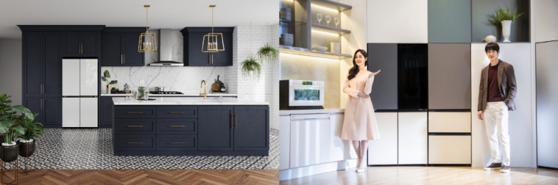 (왼쪽부터) 삼성전자의 비스포크 냉장고와 LG전자의 오브제 컬렉션 냉장고. 사진=각 사