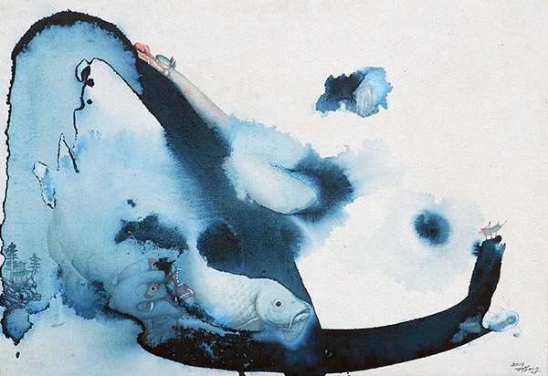 송태화, Dreaming island, Mixed media on canvas, 65×45.5cm, 2019