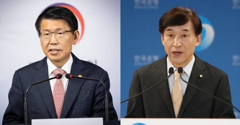 ▲은성수 금융위원장, 이주열 한국은행 총재.