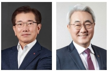 김종현 LG에너지솔루션 사장(왼쪽)과 김준 SK이노베이션 사장.