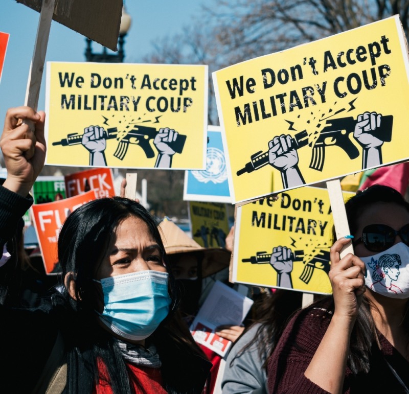 미얀마 시위대 모습. /사진=Unsplash