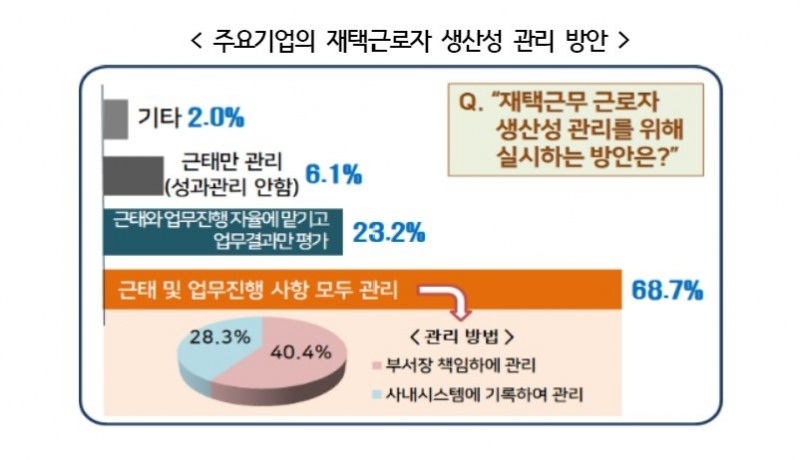 주요기업의 재택근로자 생산성 관리 방안. 자료=경총