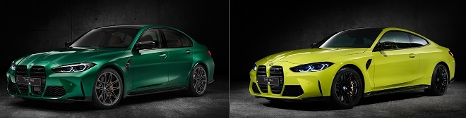 BMW 뉴 M3 컴페티션 세단 퍼스트 에디션(왼쪽)과 뉴 M4 컴페티션 쿠페 퍼스트 에디션.