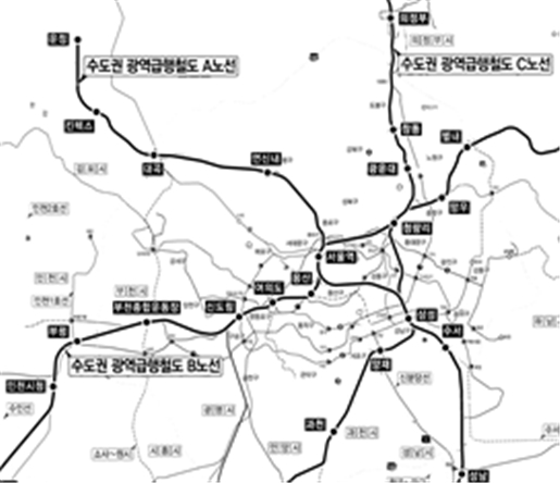 수도권 광역급행철도(GTX) 노선도 / 자료=국토교통부