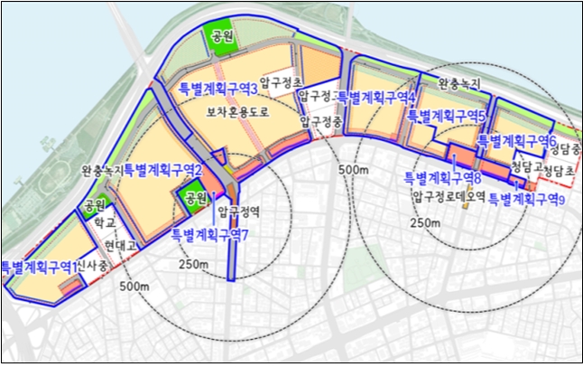 압구정 지구단위계획 수립지역. / 자료제공=서울시