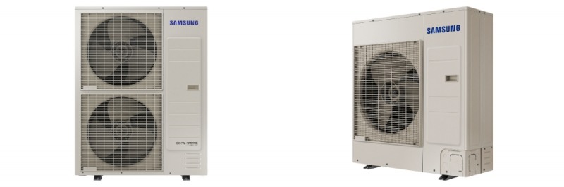 중소형 냉난방 시스템에어컨 ‘맥스 히트'(왼쪽)와 중소형 냉방 전용 시스템 에어컨 ‘-40℃ 로우 앰비언트' . 사진=삼성전자