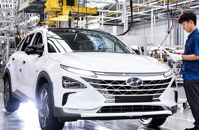 현대차 울산공장 넥쏘 생산라인. 제공=현대차.