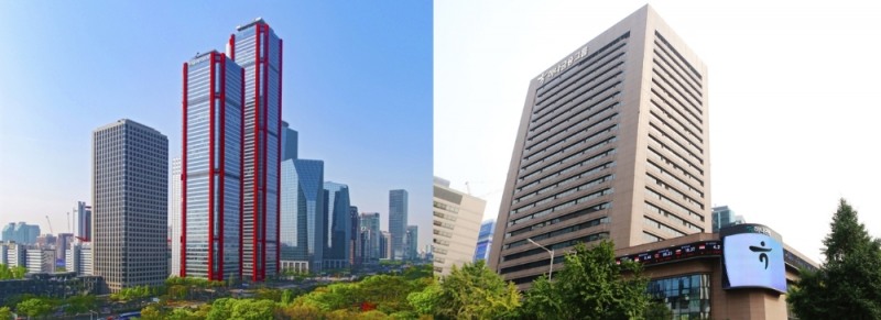 NH투자증권 사옥(왼쪽)과 하나금융그룹 사옥./사진=각사