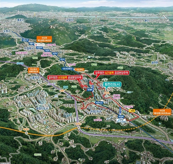 양주회천 신도시 공급주택 위치도. / 자료=LH