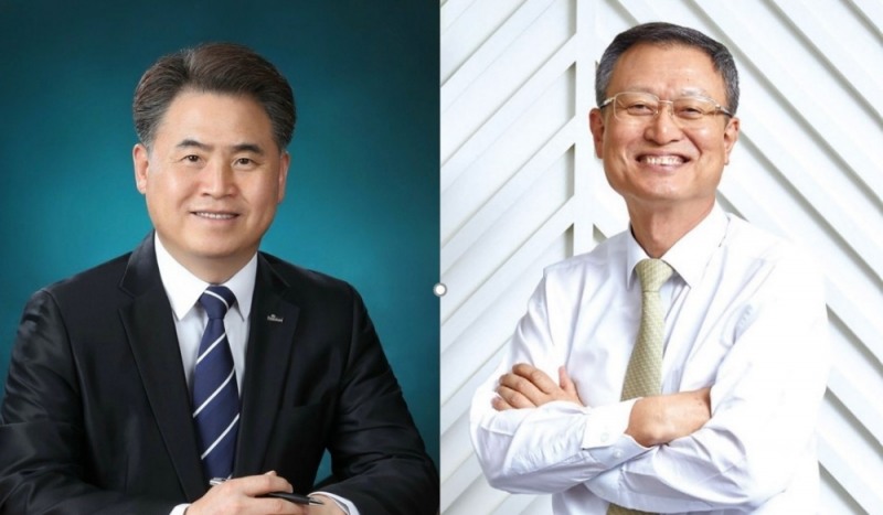 이희수 신한저축은행 대표(왼쪽)와 신홍섭 KB저축은행 대표(오른쪽). /사진=본사취재