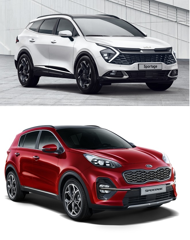 5세대 스포티지(위)와 4세대 스포티지.