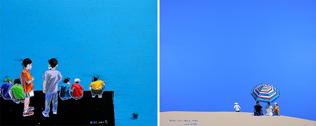 설휘. Another line. 72.7 x 60.6cm. Acrylic on canvas.  2021설휘. Another line- to blue from 2021. 162.2x130.3cm. Oil on canvas. 2021