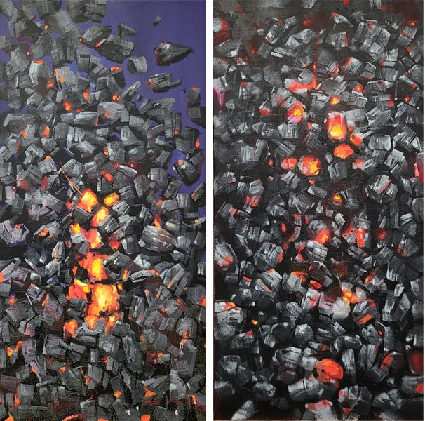 라상덕. 불_머금다. 27×53㎝. oil on canvas. 2021