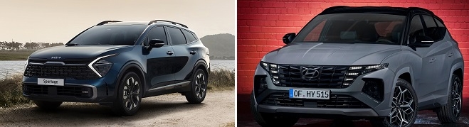 스포티지 그래비티(왼쪽)과 투싼 N라인.