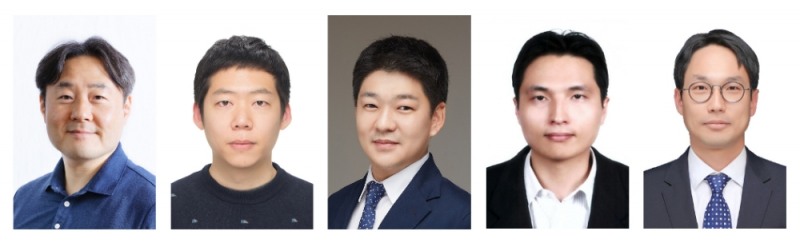 2021년 삼성미래기술육성사업 지정테마 연구지원 과제에 선정된 교수진.(왼쪽부터) 황도식 연세대학교 교수, 송용수 서울대학교 교수, 김민구 인하대학교 교수, 최수석 포스텍 교수, 정권범 동국대학교 교수. 사진=삼성전자