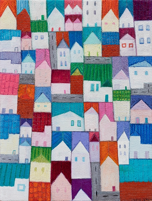▲동네한바퀴, 25P  mixed media, 2018
