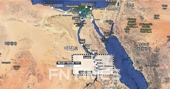 한국수출입은행 자금(EDPF)과 기획재정부의 대외경제협력기금(EDCF)이 투입되는 이집트 철도 현대화 사업 실시 구간(이집트 남부 룩소르~하이댐)./사진=한국수출입은행