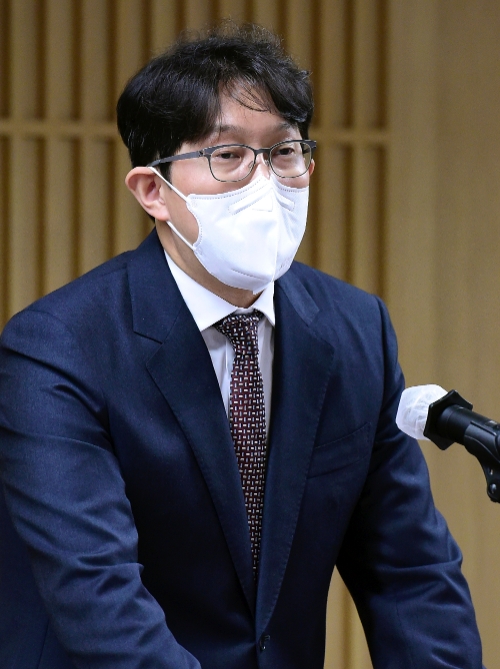 박기영 신임 금융통화위원이 6일 오전 서울 중구 한국은행에서 취임인사를 하고 있다. / 사진제공= 한국은행(2021.10.06)