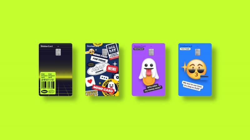 메타버스 스티커, 고스트, 플렉스페이스(오른쪽부터) '신한 Meme 카드' 4종. / 사진제공=신한카드