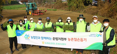 농협중앙회 준법지원부, 양파심기 농촌일손돕기 나서