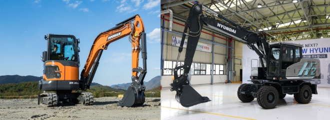 현대두산인프라코어, 현대건설기계가 현대중공업그룹 소속으로 국제 건설기계 전시회에 첫 동반 참가한다. 사진=현대제뉴인.