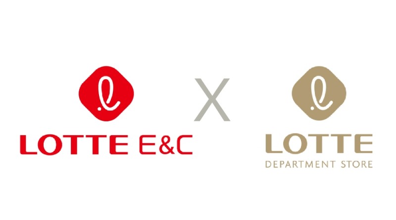 롯데건설은 롯데백화점 대구점에 2800㎡ 규모의 넓은 공간에 주택전시관을 마련할 예정이다. 사진은 롯데건설(왼쪽)과 롯데백화점 로고. / 사진제공=롯데건설