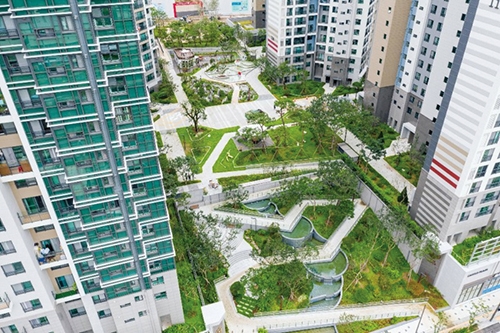 ▲ DMC 롯데캐슬 더퍼스트 공공보행통로. 사진제공 = 롯데건설