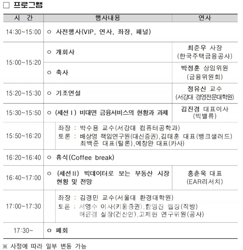 '2021 주택금융 컨퍼런스' 개요 및 프로그램./자료=한국주택금융공사