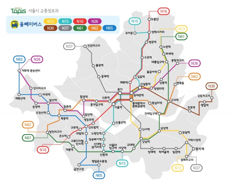 서울 심야버스 '올빼미버스' 노선도 / 자료제공=서울시 교통정보과