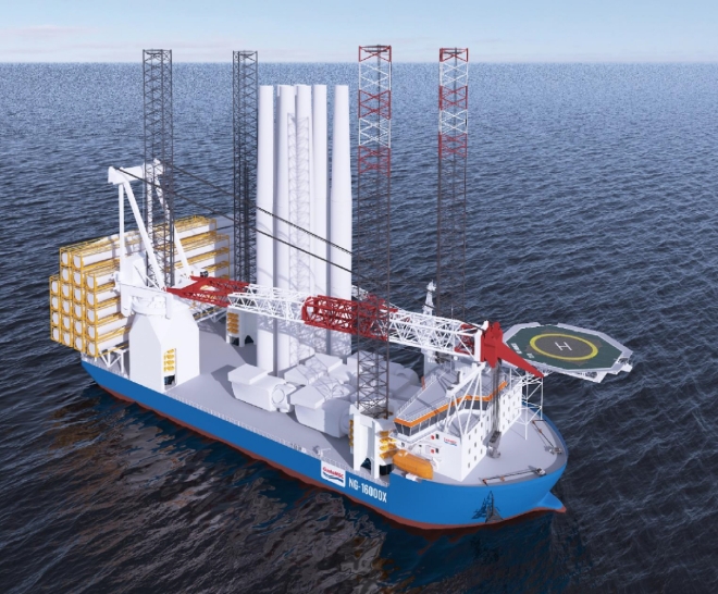 대우조선해양은 모나코의 에네티(Eneti Inc.)社로부터 대형 해상풍력발전기 설치선(WTIV, Wind Turbine Installation Vessel) 1척을 3829억원에 수주했다. 사진=대우조선해양.
