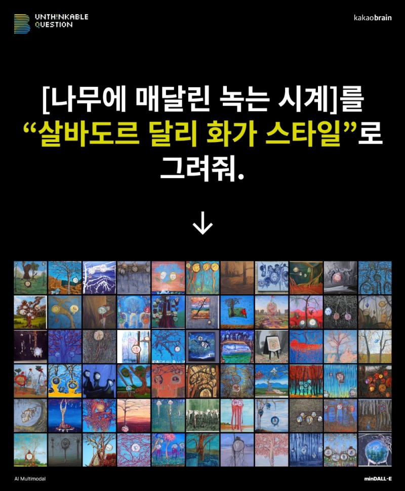 카카오브레인이 글 쓰는 것을 넘어 그림까지 그리는 초거대 AI 'minDALL-E'를 공개했다. 사진=카카오