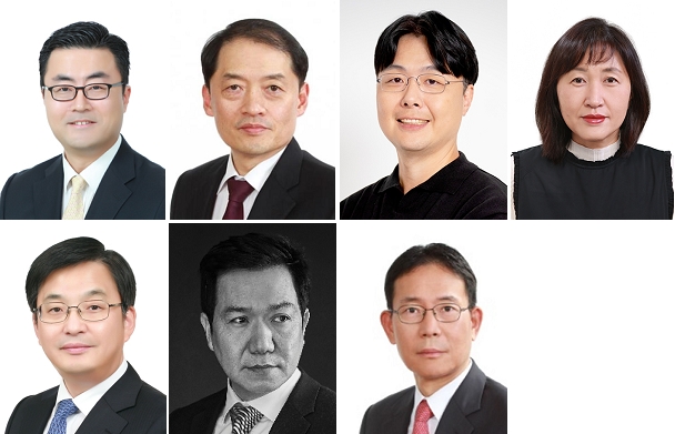 (왼쪽부터 시계방향으로) 현대차 김흥수 부사장, 김진섭 부사장, 추교웅 부사장, 진윽숙 부사장, 오익균 부사장, 이상엽 부사장, 임태원 부사장.