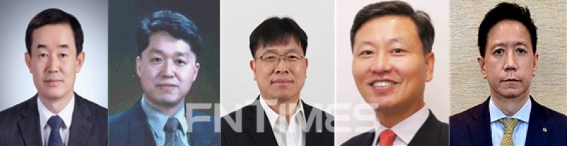(왼쪽부터) 산업은행(회장 이동걸) 부행장(부문장)으로 신규 선임된 안영규 기업금융부문장, 정병철 중소중견금융부문장, 박형순 자본시장부문장, 김영진 심사평가부문장, 이준성 혁신성장부문장