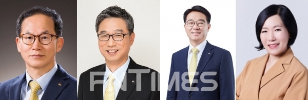 (왼쪽부터) 4대 비즈니스그룹을 각각 이끌 허인 부회장, 이동철 부회장, 양종희 부회장, 박정림 총괄부문장./사진=KB금융그룹