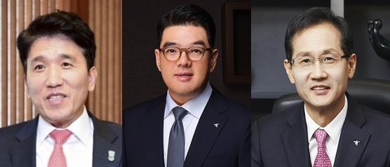 ▲(왼쪽부터) 함영주 하나금융 부회장, 이은형 부회장, 지성규 부회장