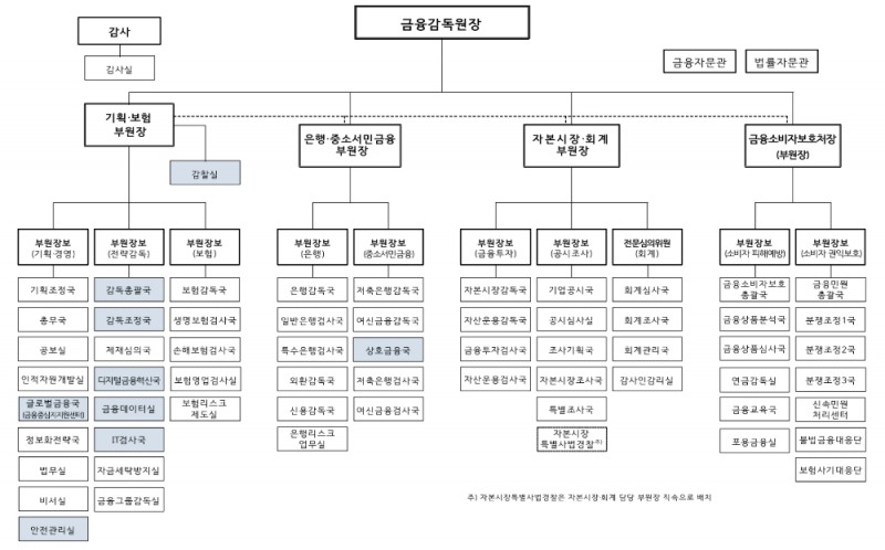 금융감독원 조직도. /자료제공=금융감독원