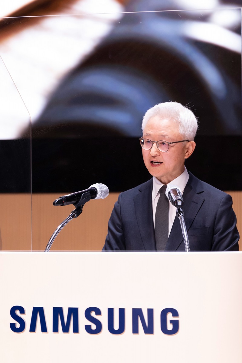 경계현 삼성전자 대표이사(사장)가 3일 오전 수원 '삼성 디지털 시티'에서 개최한 2022년 시무식에서 신년사를 전하고 있다. 사진=삼성전자