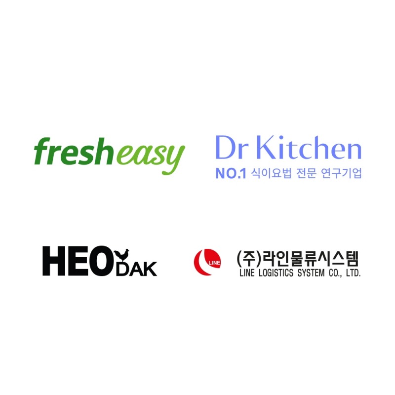 (왼쪽 위부터 시계방향으로) 프레시지, 허키친, 라인물류시스템, 허닭 CI/사진제공=프레시지