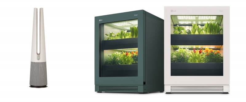 LG 퓨리케어 에어로타워(왼쪽)와 'LG 틔운'(오른쪽). 사진=LG전자