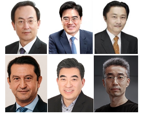 (왼쪽부터 시계방향으로) 현대차 김걸 사장, 공영운 사장, 지영조 사장, 송창현 사장, 신재원 사장, 호세 무뇨스 사장.