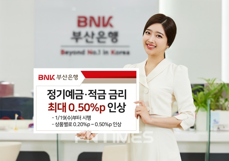BNK부산은행(은행장 안감찬)은 19일부터 정기예금과 적금 금리를 상품별로 최대 0.50%포인트(p) 인상한다고 밝혔다./사진=BNK부산은행