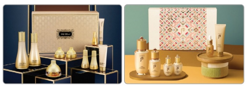 ▲ LG생활건강 숨37 로시크숨마 아티잔 스페셜 세트, LG생활건강 후 비첩 자생 에센스 2종 세트. 사진제공 = LG생활건강