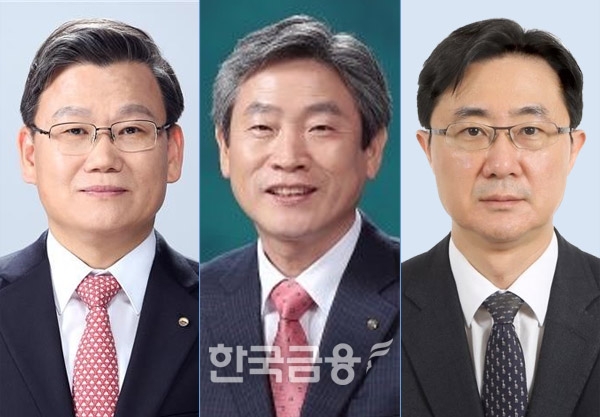 ▲(왼쪽부터) 이원덕 우리금융지주 수석부사장, 박화재 우리은행 여신지원그룹 집행부행장, 전상욱 리스크관리그룹 부행장보