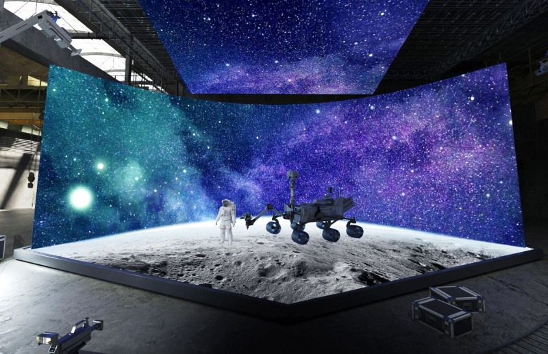 LED 사이니지로 가상 배경을 구현한 버추얼 스튜디오의 예시 이미지. 사진=LG전자