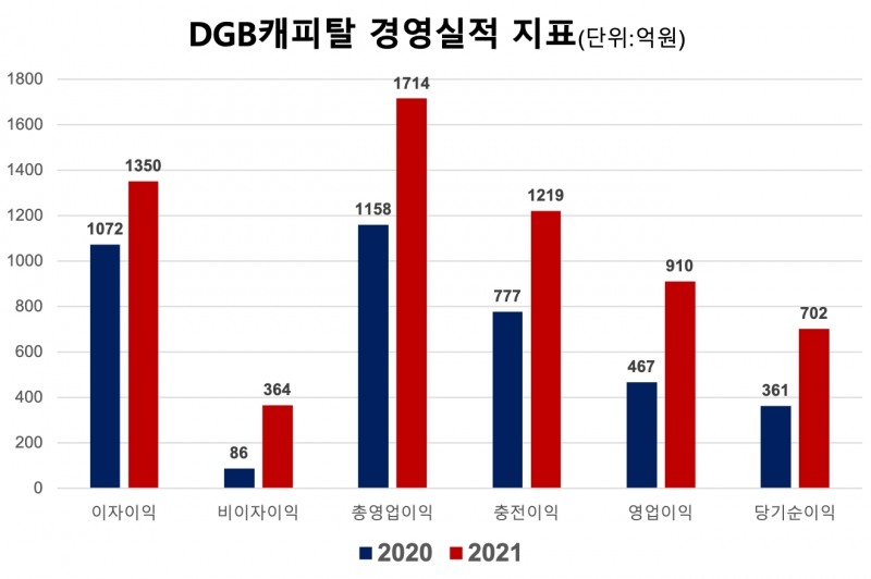 DGB캐피탈의 2021년 주요 경영실적 지표. /자료제공=DGB금융지주