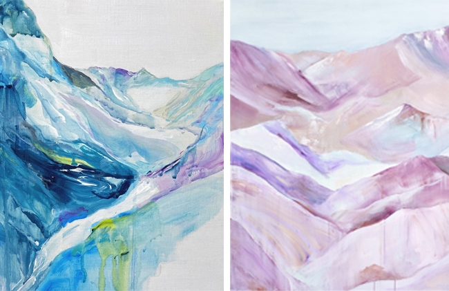 좌) 정지원作. Insomnia, Acrylic on canvas, 90.9 x 72.2, 2021우)정지원作. 시간에 맡겨진,Acrylic on canvas,2022