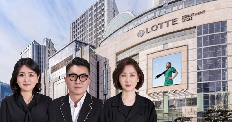 (왼쪽부터)이효완 롯데백화점 전무, 진승현 롯데백화점 상무보, 정의정 롯데백화점 상무보./ 사진제공 = 롯데쇼핑