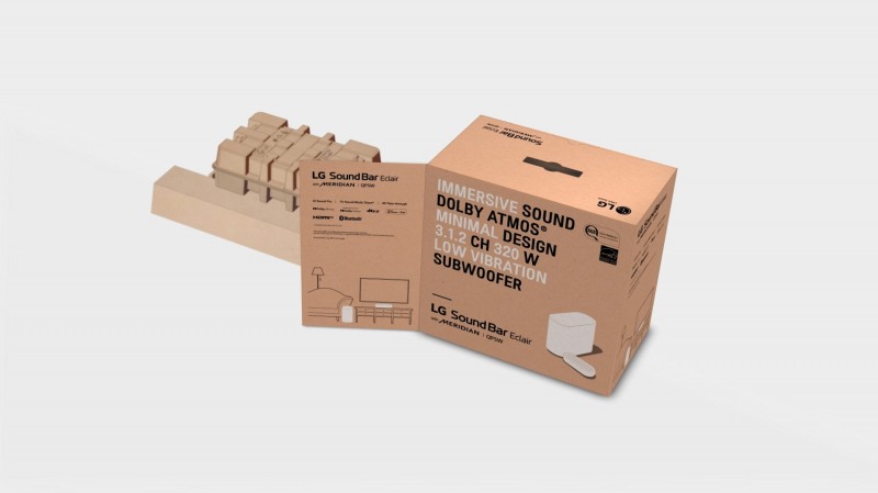 챔피언 어워드를 수상한 'LG 사운드바'(모델명: QP5)의 재활용 소재 포장재. 사진=LG전자